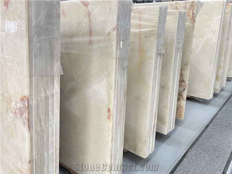 Afghanistan White Onyx With Red Veins Slab For Floor Tile