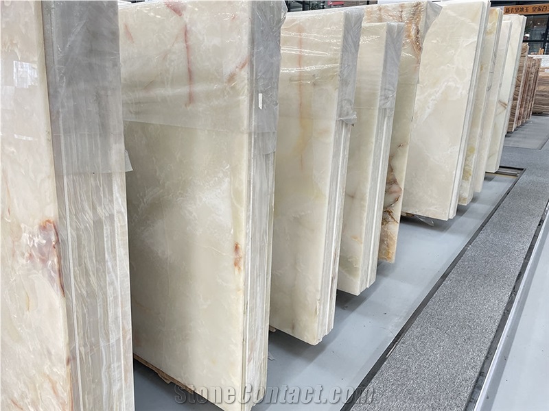 Afghanistan White Onyx With Red Veins Slab For Floor Tile