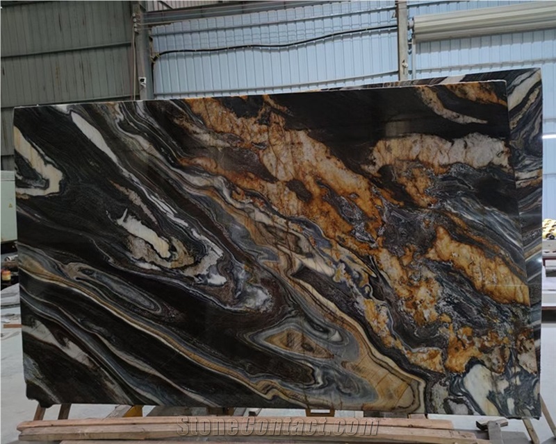 Black Quartzite Slabs For Wall Background