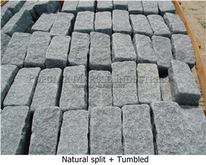 Natural Split Grey Granite Patio Cobblestone Pavers Stone