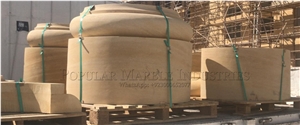 Yellow Limestone Column Base And Crown From Pakistan