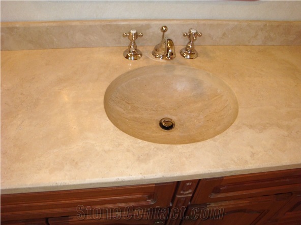 Limestone Bathroom Countertop With Sink