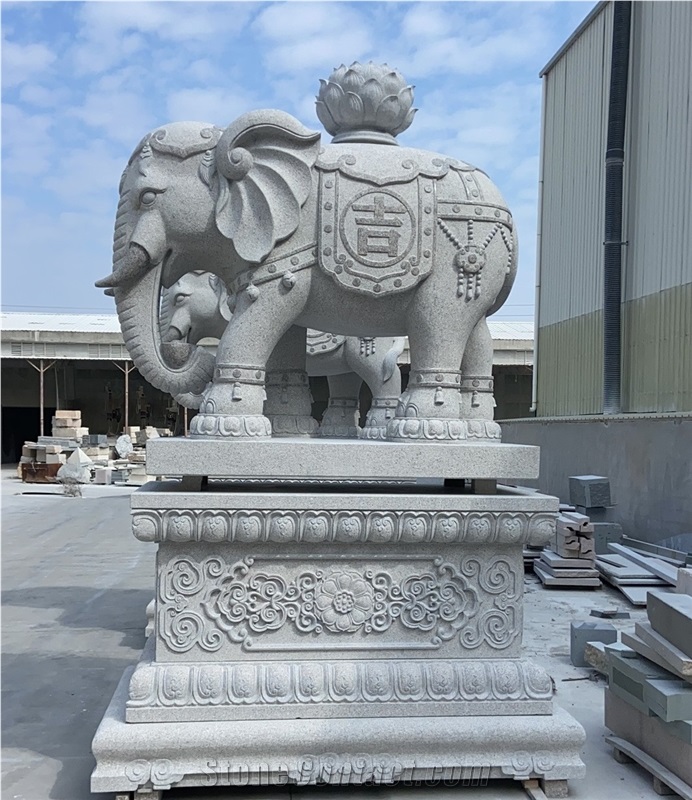 Granite Elephant Animal Hotel Stone Carving Sculpture