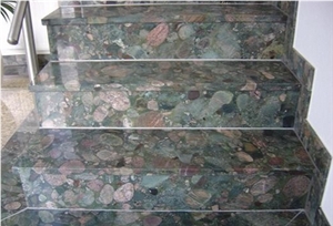 Verde Marinace Green Granite Stairs