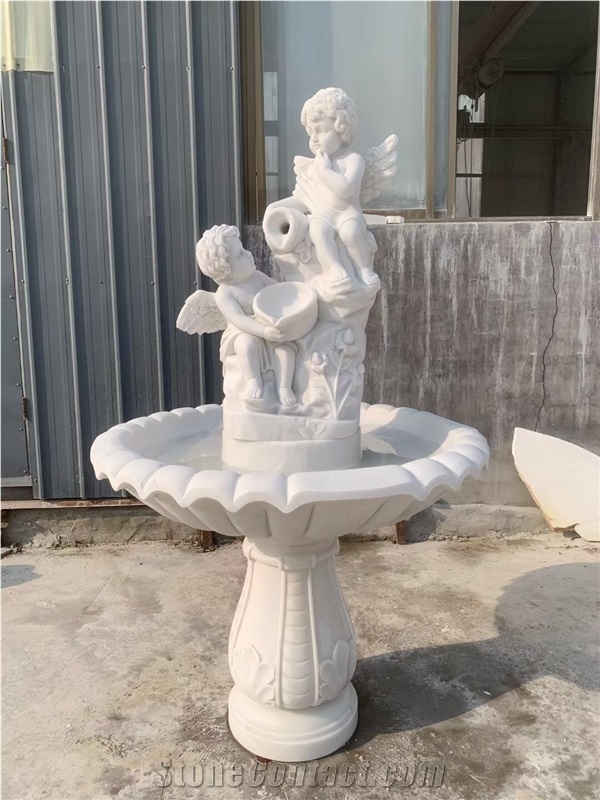 2 Tiers Outdoor Stone Fountain Granite Park Water Feature