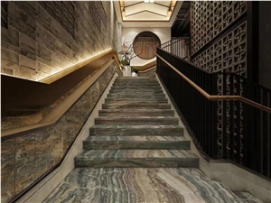 Interior Design Stone Stair Stpes Onyx Brown Staircase