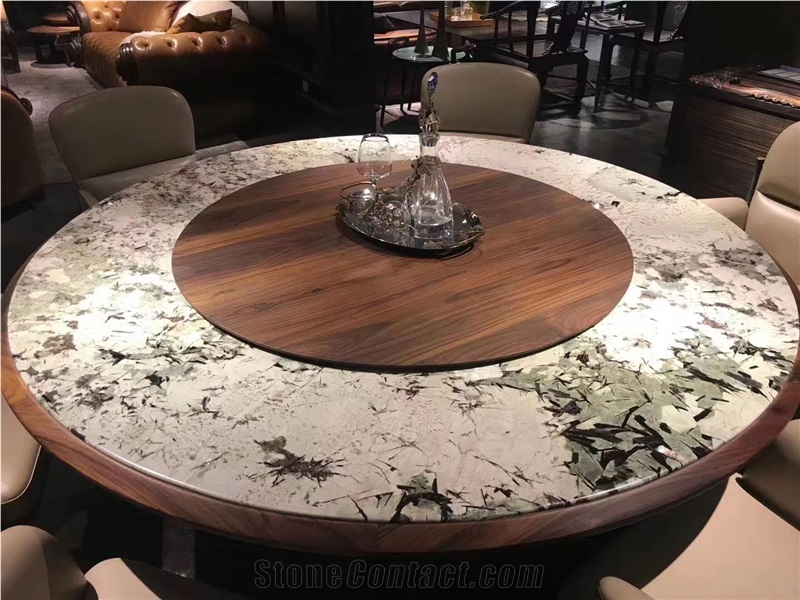 Interior Hotel Stone Furniture Granite Lemurian Blue-Labradorite Blue Granite Dining Table