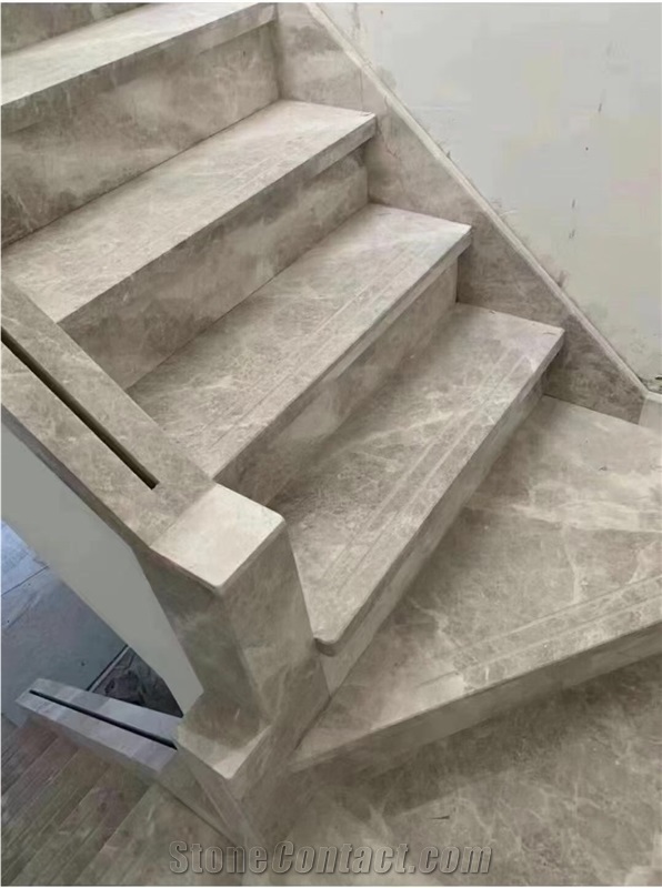 Interior Spiral Stone Staircase Marble Silver Grey Threshold