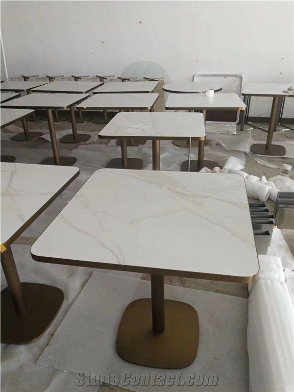 Interior Stone Hotel Furniture Brass Band Marble Cafe Table
