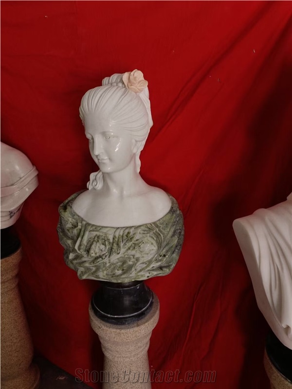 Interior Stone Statue Busts Marble White Jade Head Sculpture