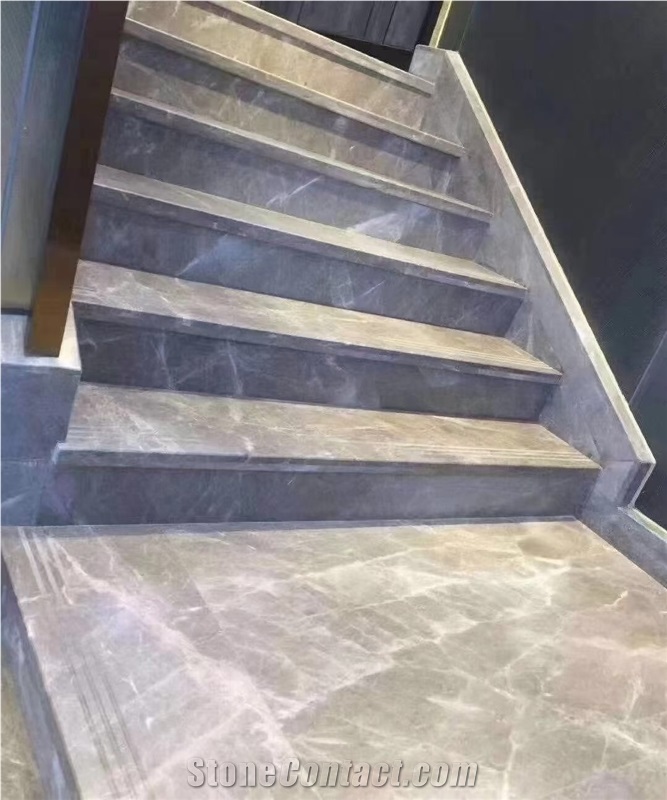 Marble Design Stair Treads Interior Grey Stone Staircase