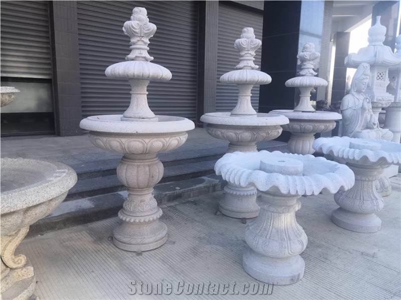 One Tier Stone Street Fountain Granite Outdoor Water Feature
