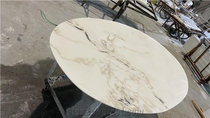 Rotatable Stone Dining Table Interior Labradorite Granite Furniture