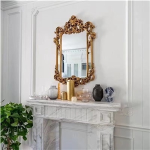 Sculptured Marble Volakas Traditional Stone Indoor Fireplace