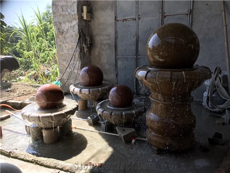 Stone Rolling Ball Water Features Granite Outdoor Fountain