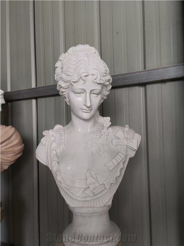 Street Stone Art Sculpture White Marble Venus Head Statue