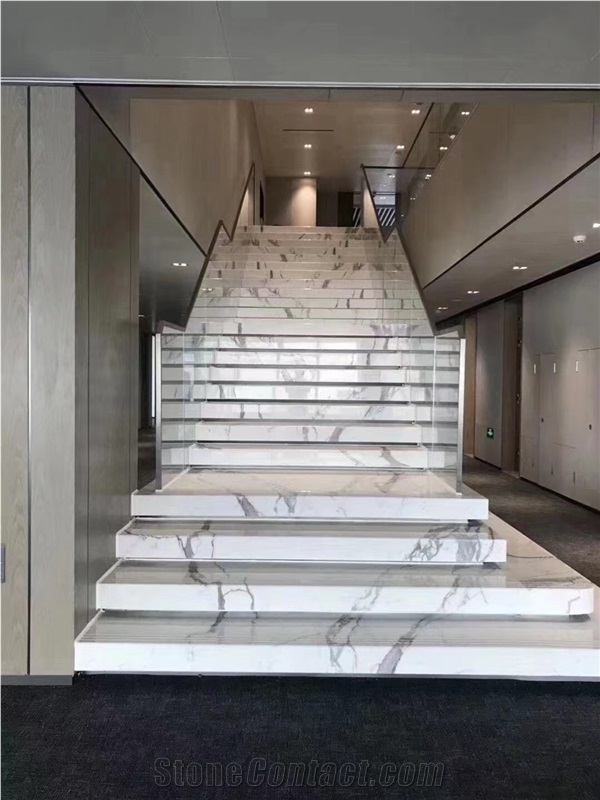 Tundra Grey Marble Stair Threshold Interior Stone Steps