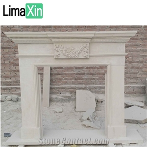 Factory Supply Unique Design Beige Sandstone Fireplace