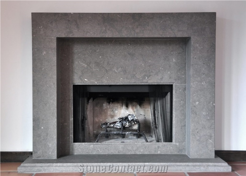 Modern Style Grey Marble Fireplace Mantel