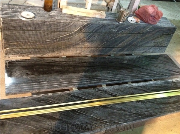 Black Wooden Vein Rosewood Grain Black Marble Step