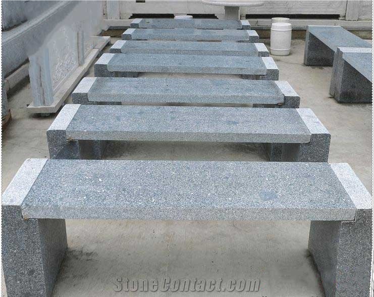 Popular Dark Grey Granite Stone Bench Garden Bench