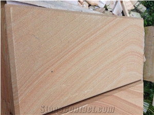 Yellow Wooden Sandstone Flooring Tile Wall Cladding