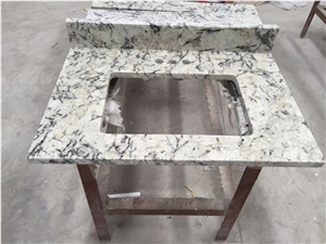 Blue Ice White Granite Hot Sale Hotel Bath Top Vanity Top