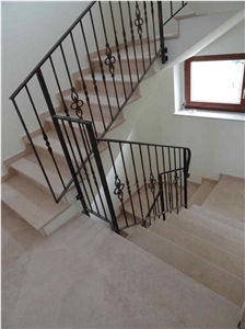 Antique Travertine Staircase With 8 Cm Skirting, Floor 30X30