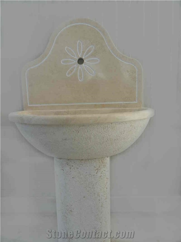 Wall Mounted Fountain With Travertino Classico