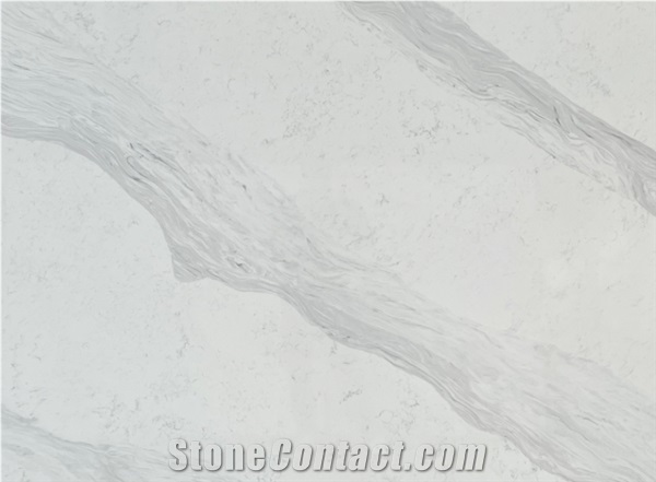 V8019 Quartz Stone  Project,Slabs,White Color,International
