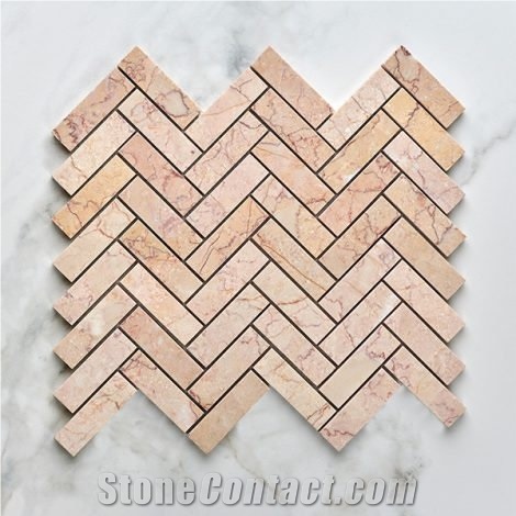 Valentine Marble Honed Herringbone Mosaic Tiles