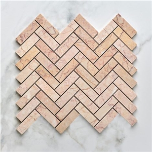 Valentine Marble Honed Herringbone Mosaic Tiles