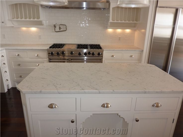 Bianco Carrara C Marble Kitchen Countertop