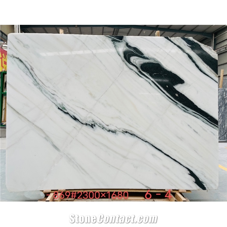Bookmatch  Polished Panda White Marble Tiles & Slabs