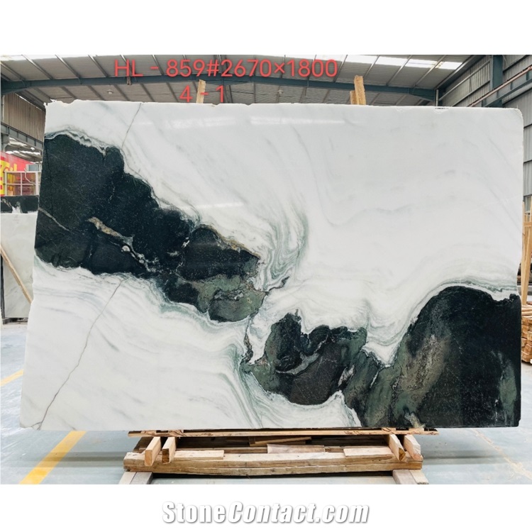 Bookmatch  Polished Panda White Marble Tiles & Slabs