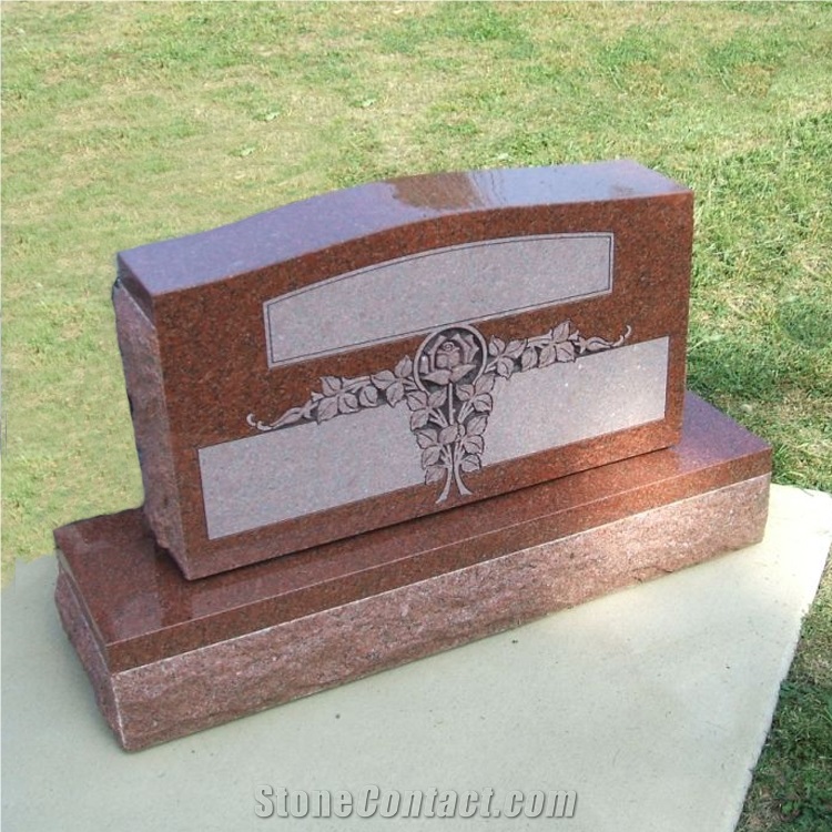 Custome Imperial Red Granite Engraved Tombstone