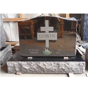 Engraved Absolute Black Granite Cross Tombstones
