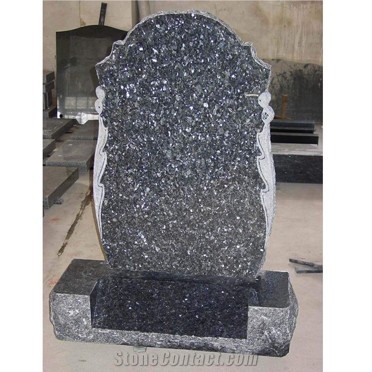Engraved Absolute Black Granite Cross Tombstones