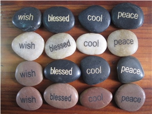 Engraved Natural Loose Letters Pebble Stone For Gift