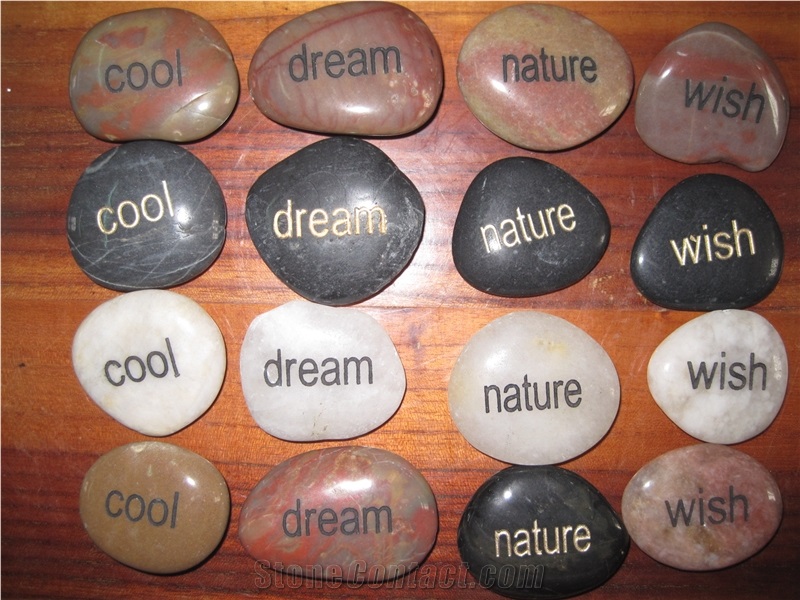 Engraved Natural Loose Letters Pebble Stone For Gift