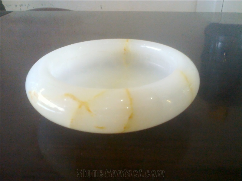Honey Yellow Onyx Vessel Wash Basin Sink With Safty