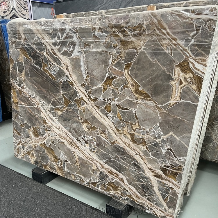 Marble White Gold Fusion Marble Brown Marble Slab