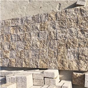 Natural Misty Yellow Granite Cube Stone For Outdoor Paving