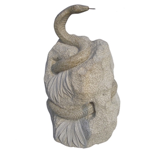 Natural Yellow Granite Chinese Zodiac Snake Sculpture