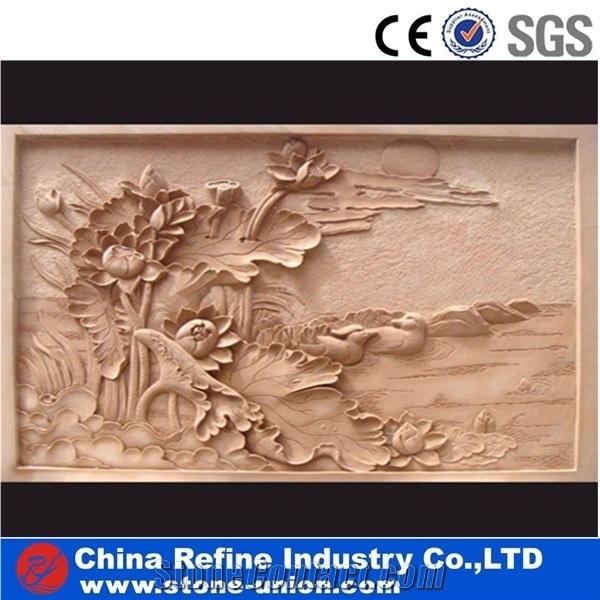 White Sandstone Handcraft Carving Wall Reliefs