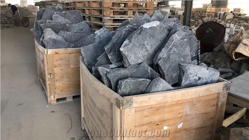 China Black Limestone Flagstone Wall Crazy Stone Cladding