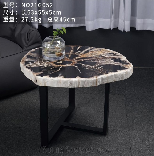Luxury Natural Petrified Wood Fossil Wood Side Table