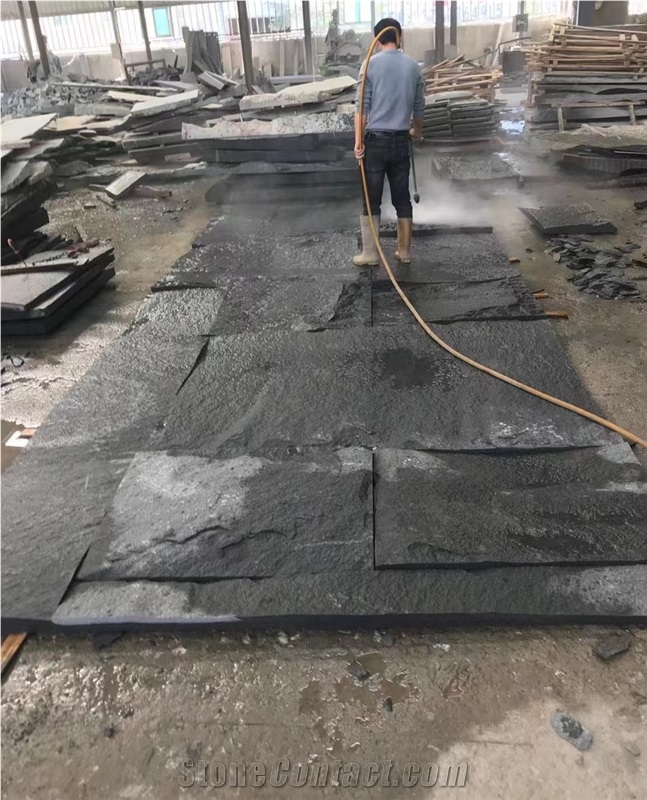 Irregular Black Slate Flagstone Slate Crazy Paver Tiles