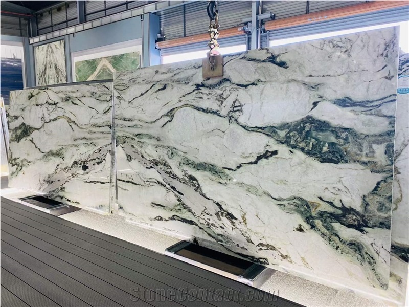 Twight Light Green Natural Quartize Bookmatching Slabs Tiles