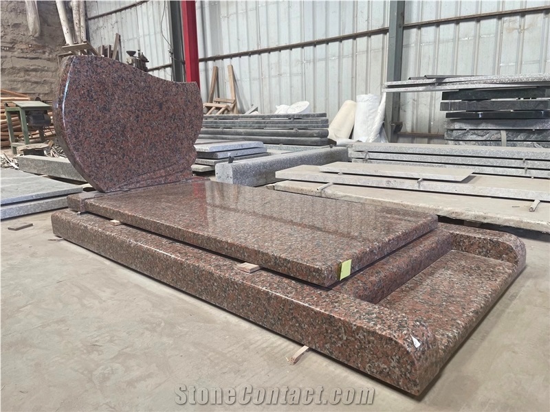 China Maple Red Granite French Style Funeral Tombstone